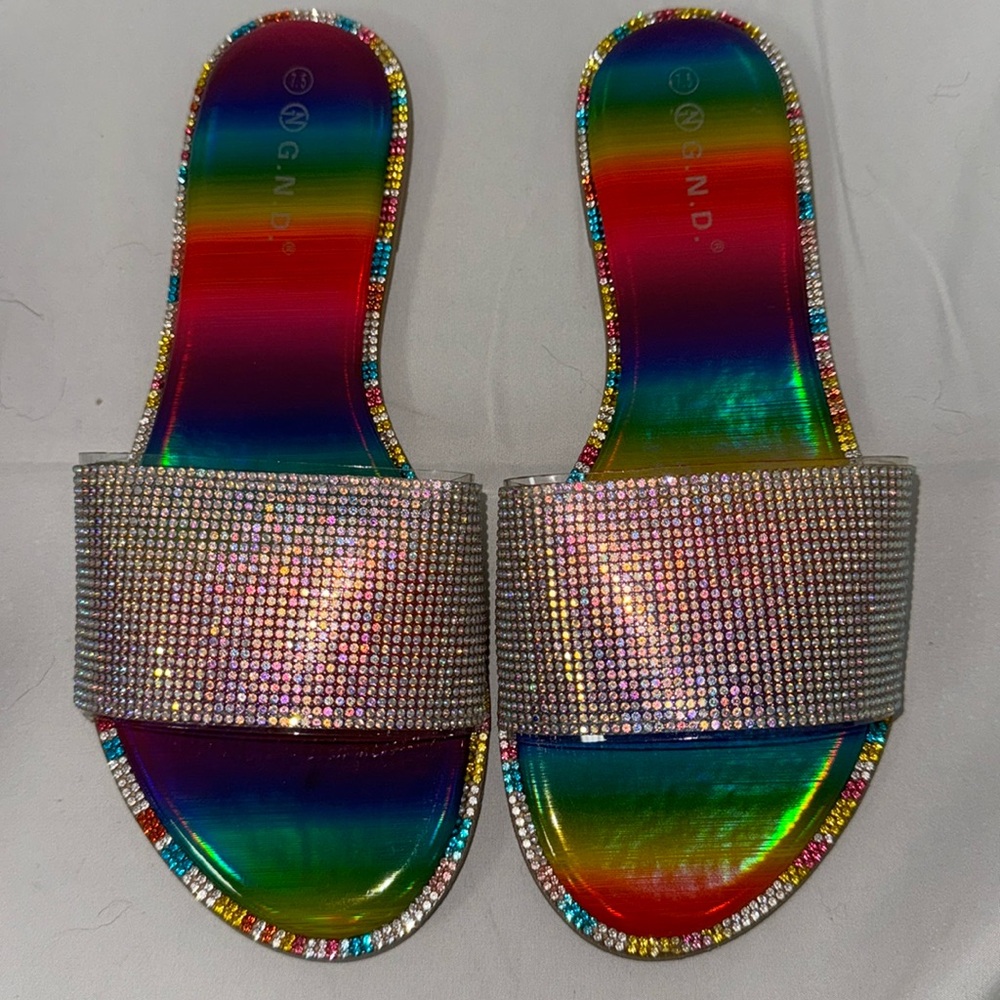 RAINBOW RHINESTONE SLIDES